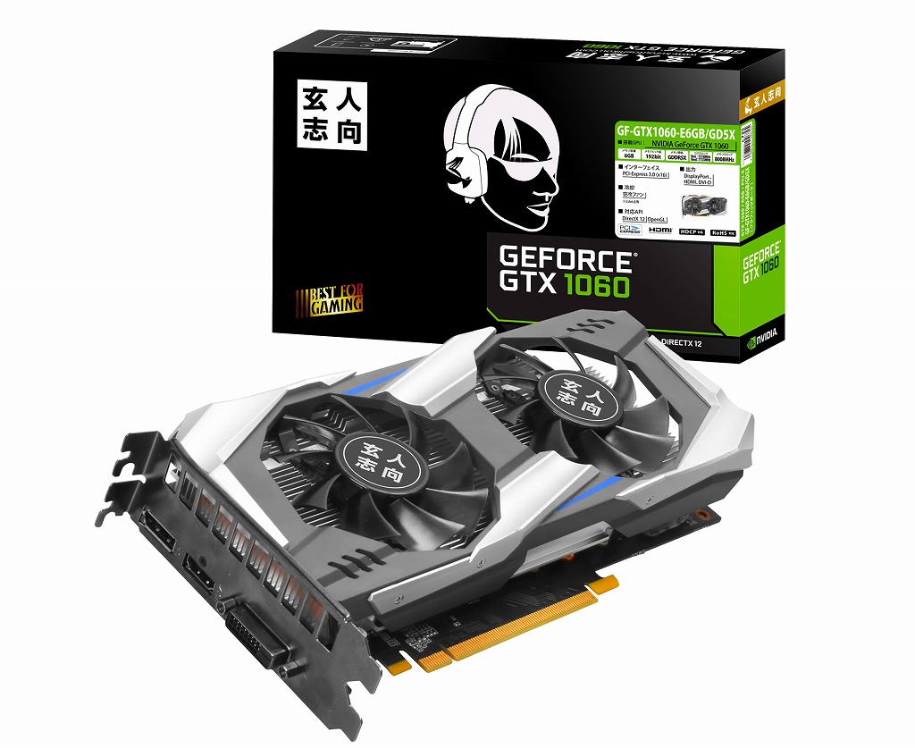 玄人志向 ビデオカード GEFORCE GTX 1060搭載 GF-GTX1060-E6GB/OC2/DF